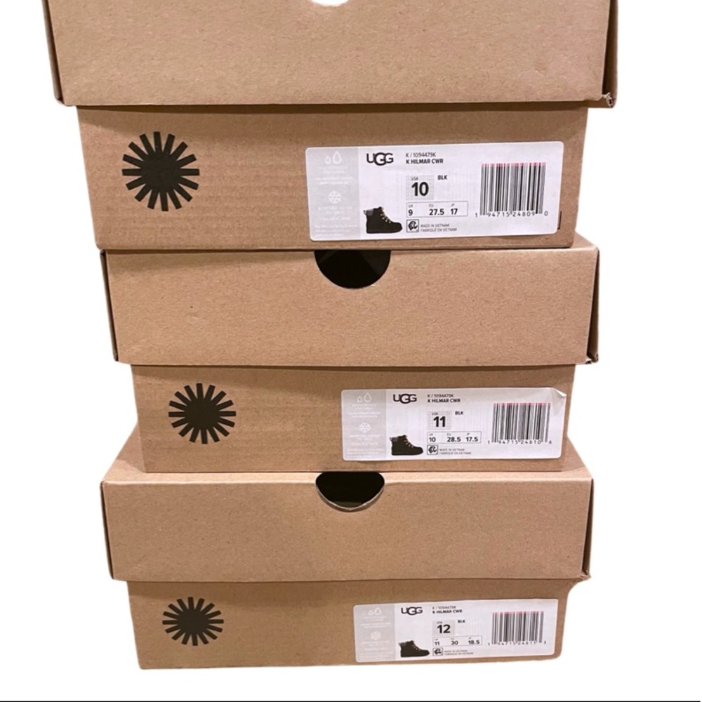UGG Kids Hilmar CWR Waterproof Lace Up Black Suede Boots - Picture 9 of 9